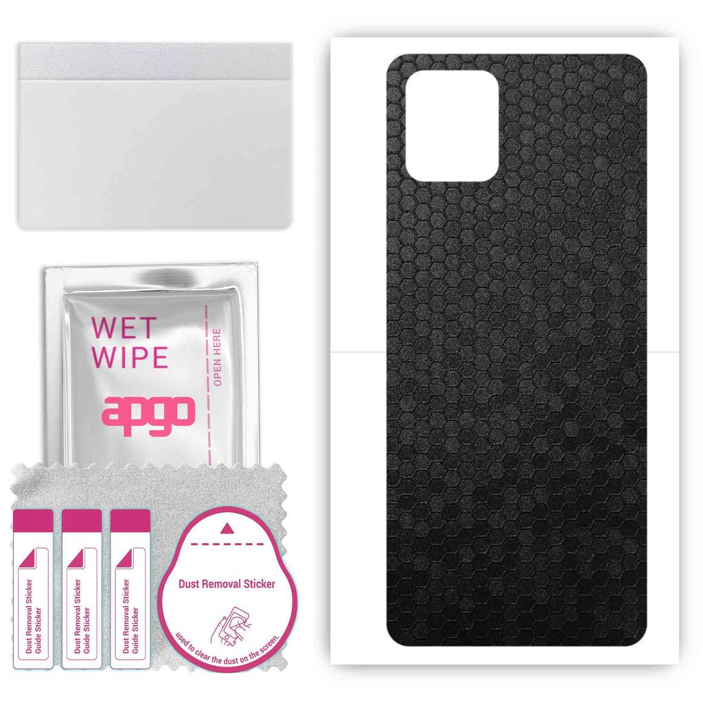 apgo Sticker protector de piele pentru spate compatibil cu Vivo IQOO U3x, Folie wrap, Folie, Vinil - Model Fagure Negru