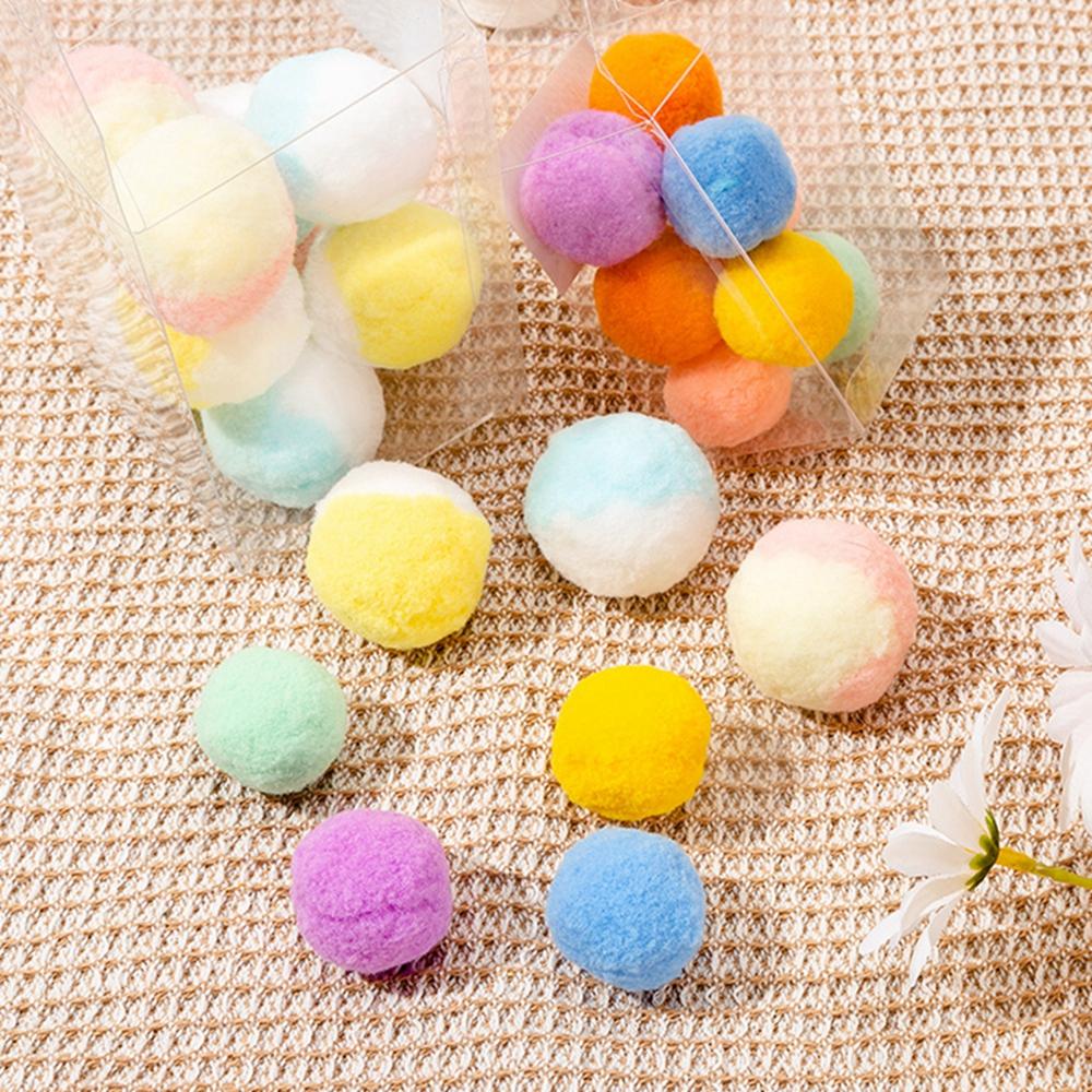 12pcs/Box Cat Toy Balls Soft Poms Ball Pet Interactive Toy Soft Pompon Ball Toy Cats Interactive Cat Toys