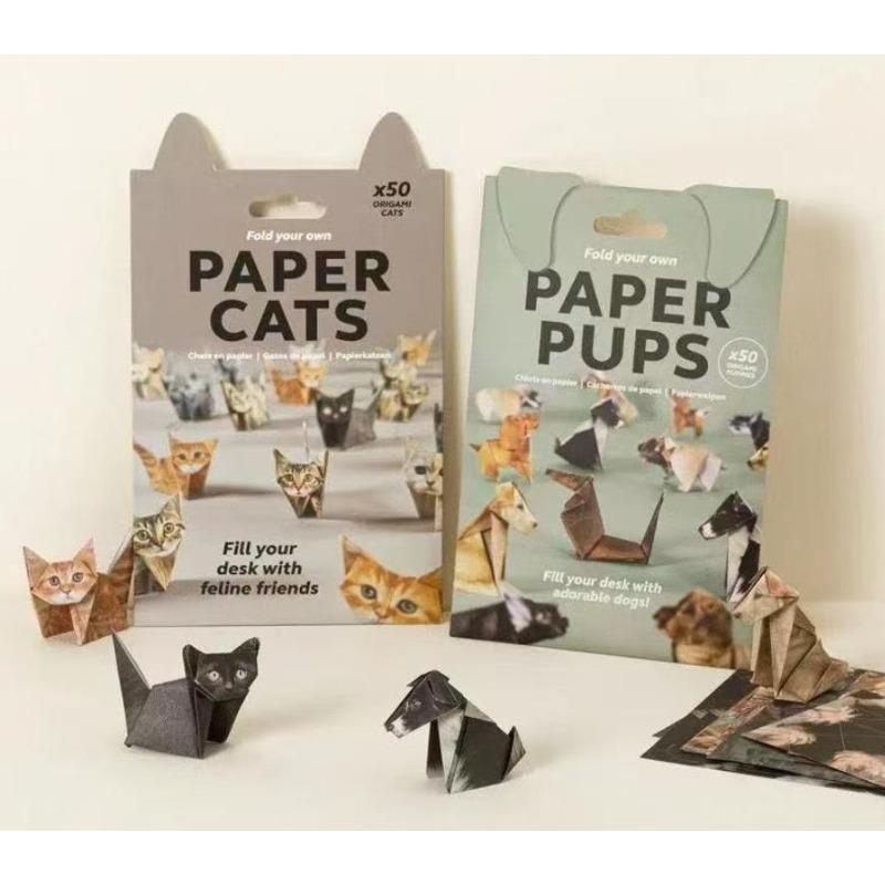 Cats Handmade Creative Diy Paper Cat Dog Dinosaur Folding Animal Folding Craft Paper Set For Decoration Kid Gifts