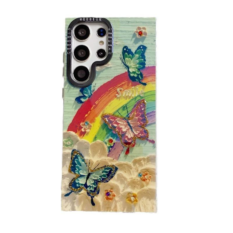 Three-dimensional Epoxy rhinestone rainbow butterfly Samsung s11plus mobile phone case s11ultra blue light s11 oil painting