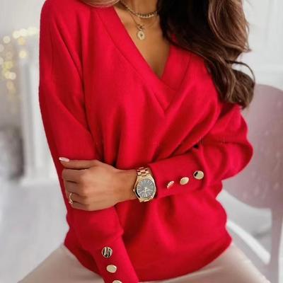 Maglia a maniche lunghe in pile autunnale e invernale da donna