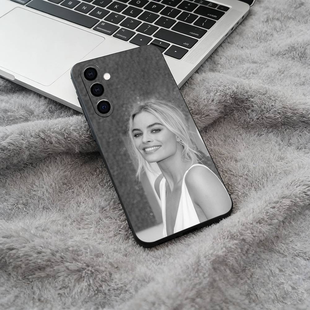 M- famous actress-Margot -Robbie Soft Silicone phone Case for Samsung Galaxy A73/A71/A72/A70/A53/A52/A51 - Black
