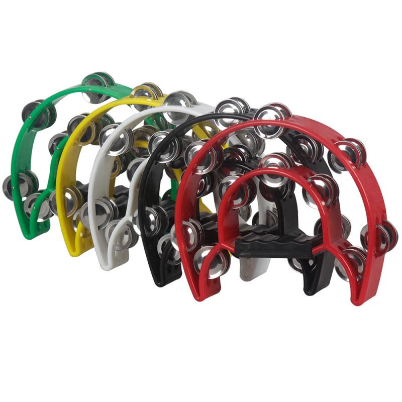 Musical Tambourine Handbell with Double Row Metal Jingles Percussion Drum Party Gift Percussion