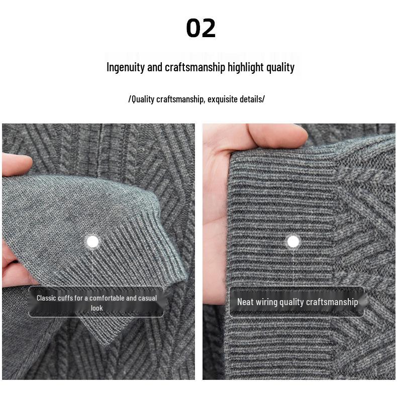 Men's Autumn/Winter Zipper Knit Sweater: Thick, Warm, Half-high Collar, Casual Style