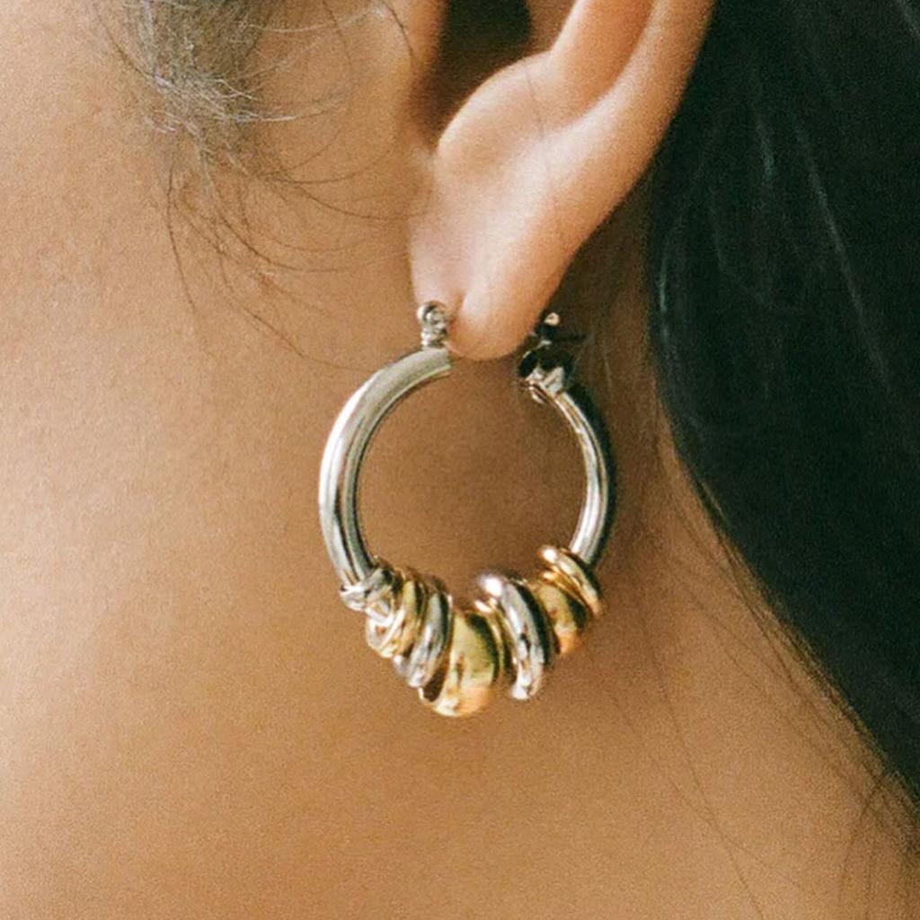 Two Tone Titanium Steel Earrings For Women Hypoallergenic Luxury Fade Resistant Finish Jewelry Gift