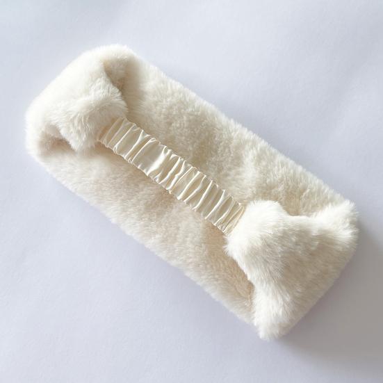 Faux Fur Lined Winter Headband Solid Color Ear Warmer with Elastic Telescopic Straps Earmuff Headscarf