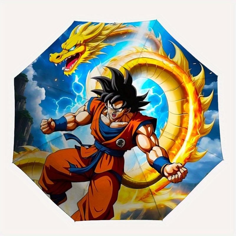 1pc Dragon Ball Z Goku's Epic Battle with Shenron Pattern Automatic 3-Fold Umbrella, 8 Iron Frames, High-Value Folding Umbrella, Suitable for Office,