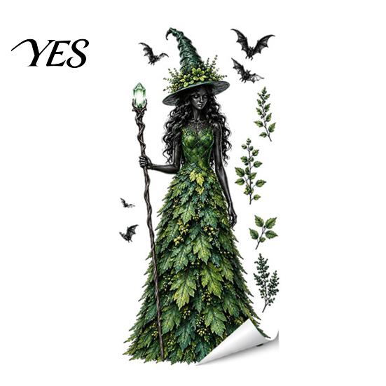 Seasonal Glass Stickers Halloween Witch/Ghost Window Clings, Removable Static Stickers, Waterproof PVC Decals, Fall Festival Ornaments Decorative for