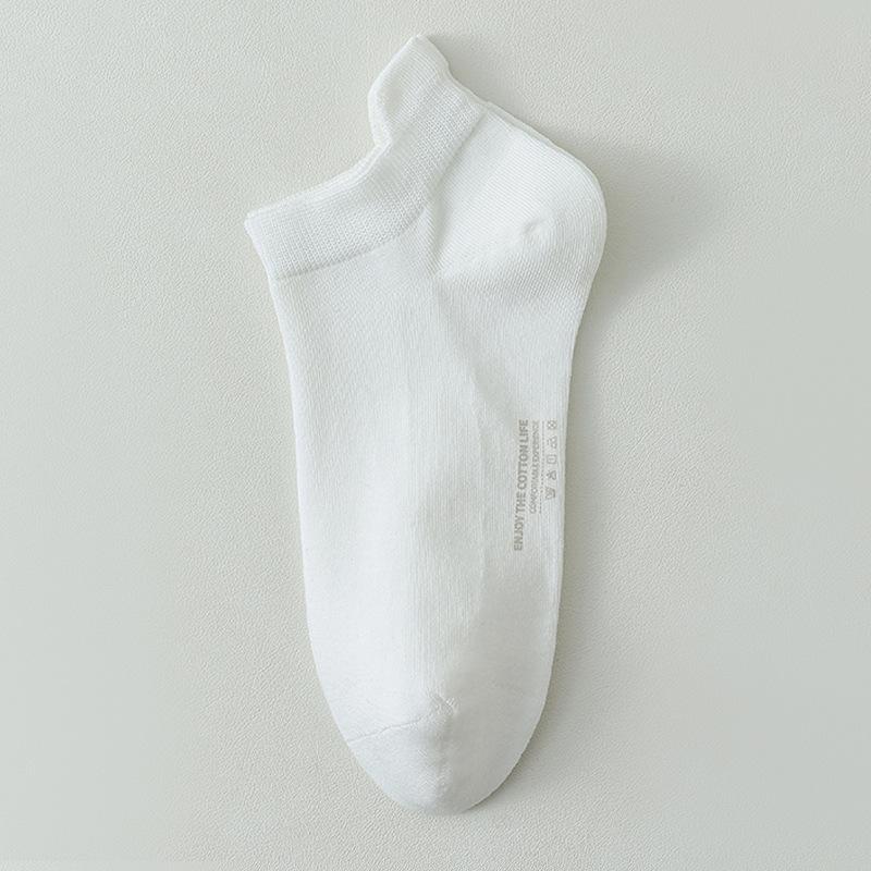 5 Pairs of Men's Spring and Summer Pure Cotton 7A Antibacterial Antiodor and Sweat Absorption Short Tube Ear Lifting Boat Socks