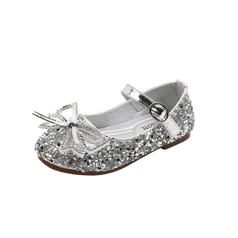Girls Shoe Kid Shoes Leather Shoes Spring New Soft Sole Anti Slip Baby Single Shoe Water Diamond Princess Shoes Crystal Shoe
