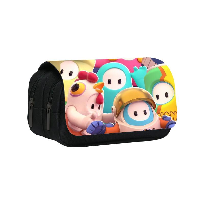 Fall Guys Pencil Case Double Layer Cartoon Stationery Bag For Students And Kids