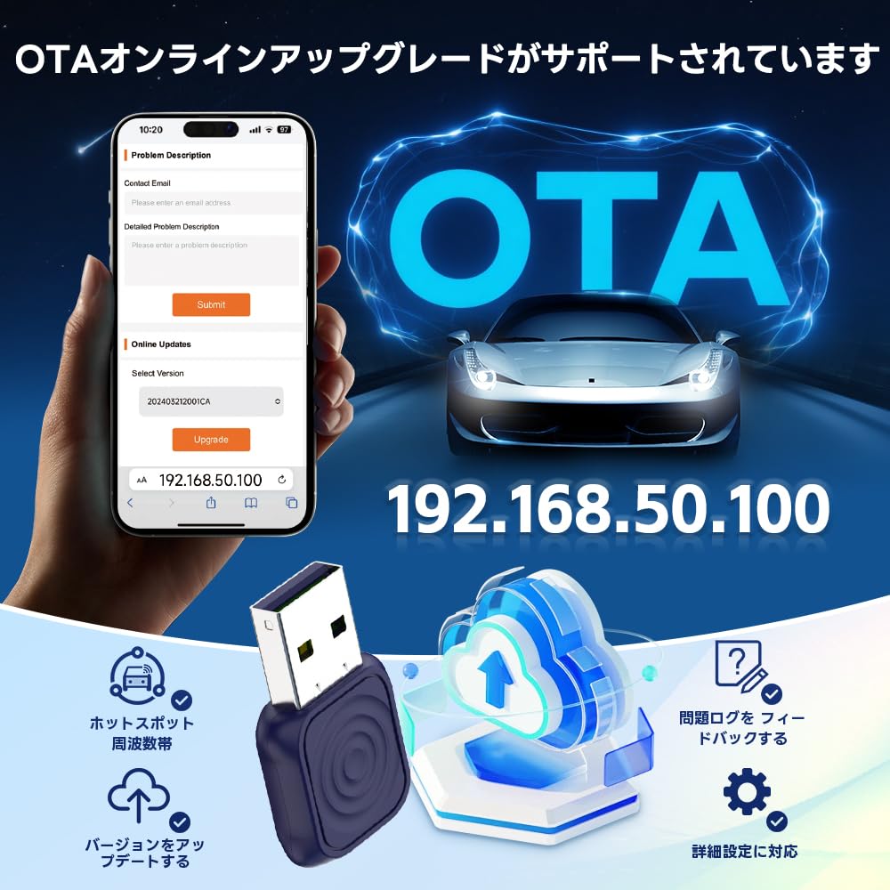 CarlinKit Mini Ultra Wireless CarPlay/Android Auto Adapter, Mini Type, Touchless Connection, OTA Online Upgrade,