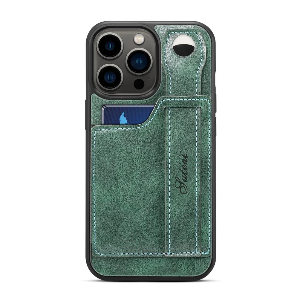 Cards Solt Wallet Wrist Band Leather Case for IPhone 14 15 Pro Max 12 13 11 XS X XR 15Plus Bracket Wristband KickStand Cover