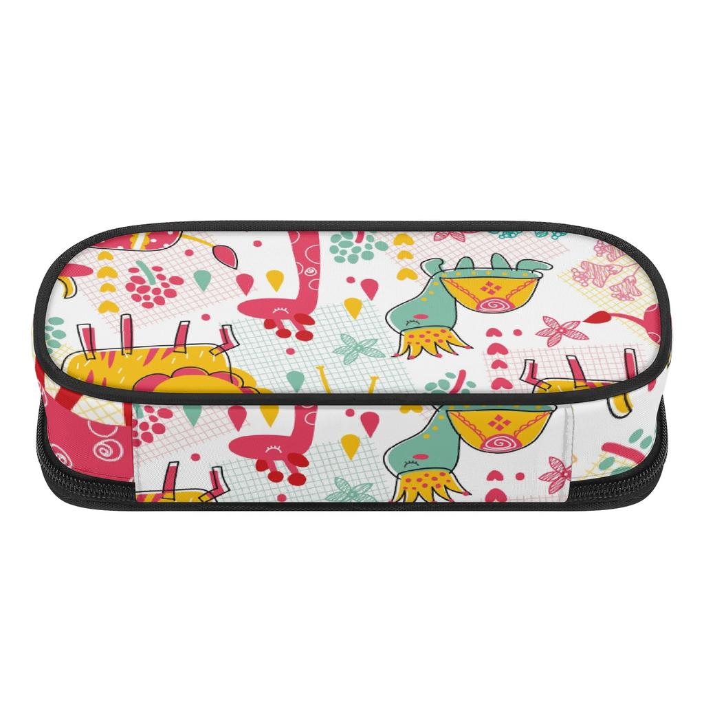 Pencil Case Large Capacity 300D Polyester Smooth Zipper with Main Compartment Mesh Pocket and Pen Slots for Classroom Use