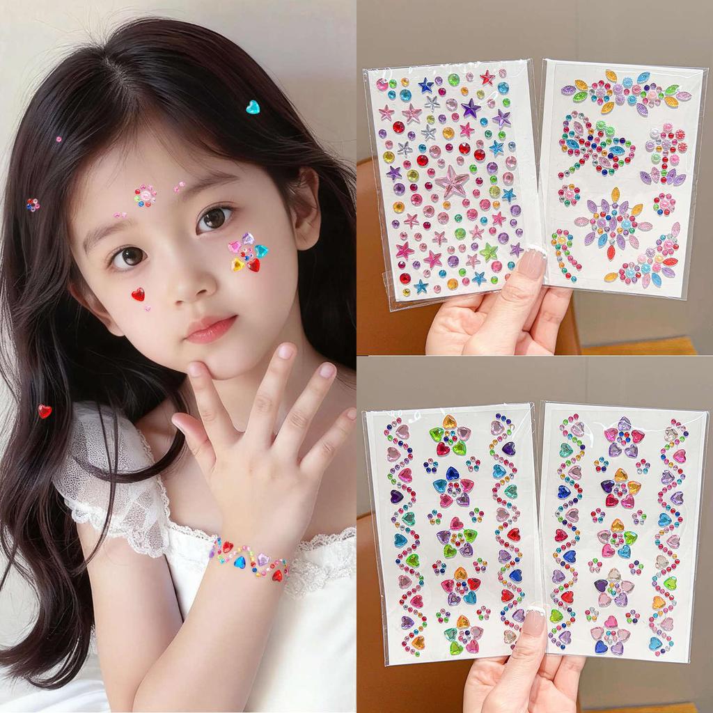 Acrylic Rhinestone Sticker Set: Heart, Crown, Butterfly, Moon, Animal Designs