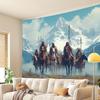 Epic Mountain Tapestry: Native Warriors On Horseback For A Dramatic Living Room Decor