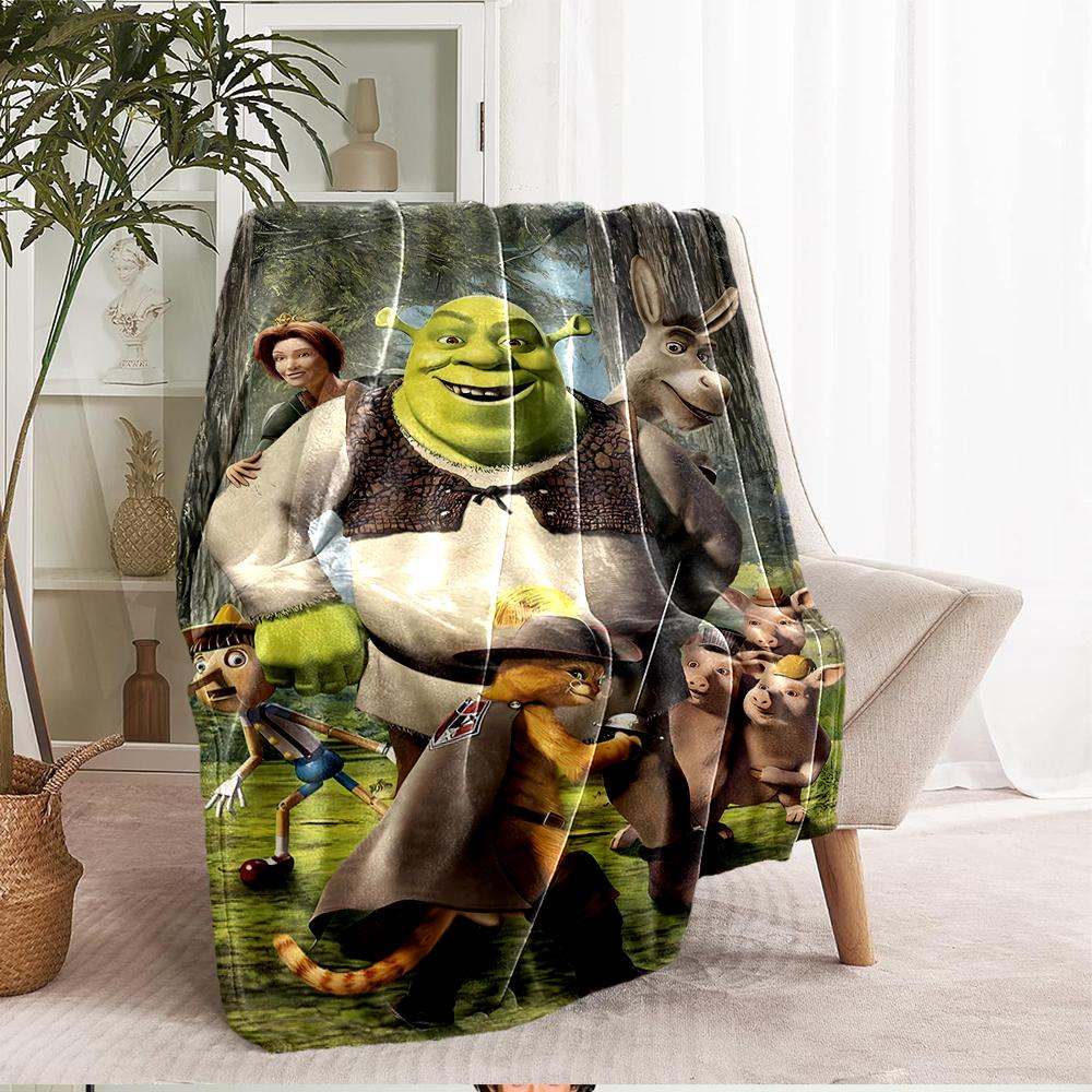 Shrek Theme Printed Blanket - Perfect for Couch, Bed, Travel & Outdoor Use | Machine Washable, Cozy & Durable.