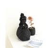 IELGY Japanese Casual Drawstring Canvas Underarm Bag, Fashionable Embroidered Thread Shoulder Pleated Padded Cotton Messenger Bag