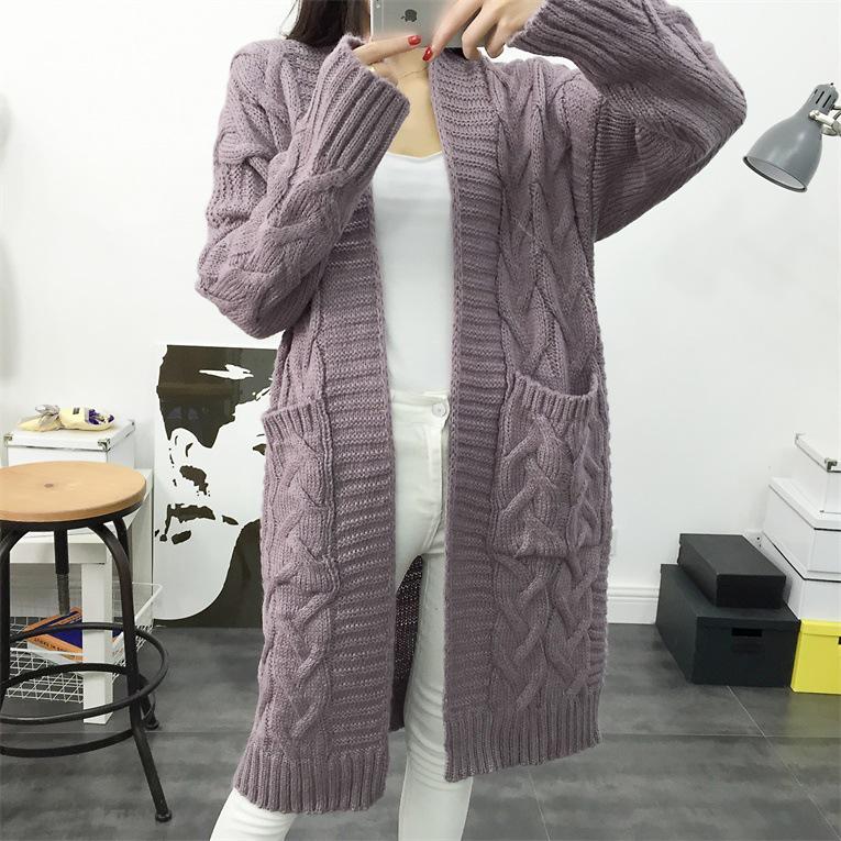 Women's European Style Twist Cable Knit Cardigan Sweater