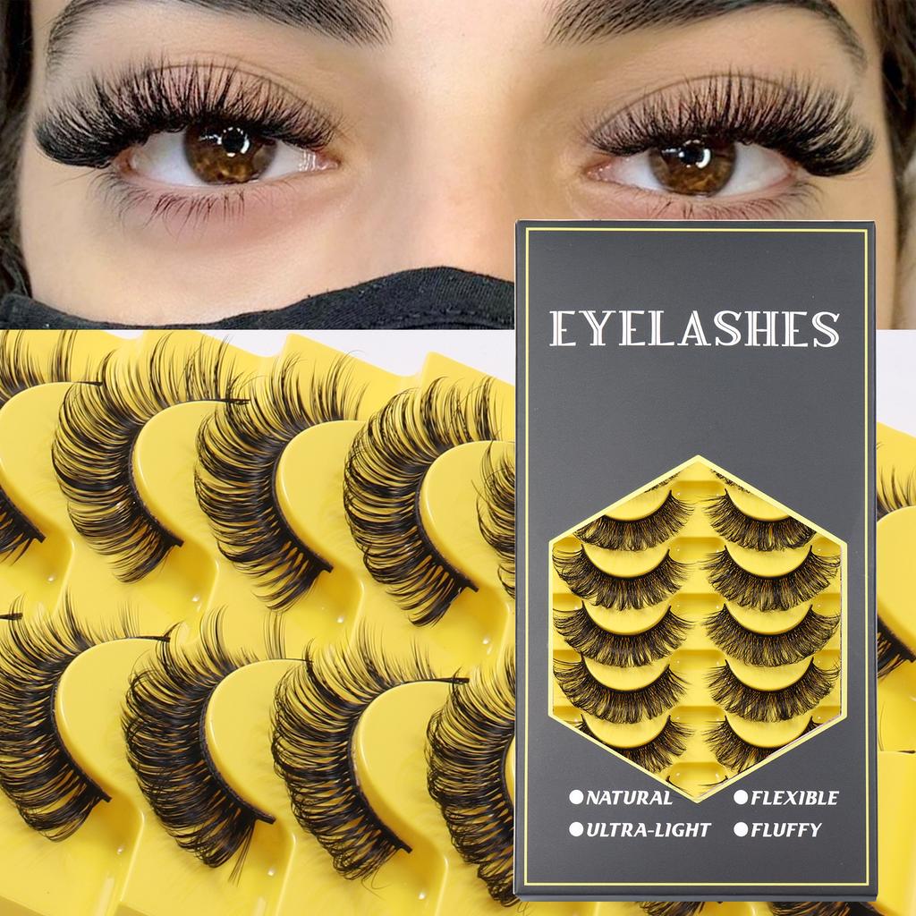 10 Pairs Of Boxed False Eyelashes, Naturally Soft And Dense Eyelashes, Simulated Chemical Fiber Eyelashes