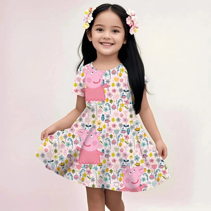 Girls Summer Fashion Sundress Peppa Pig Cute Cartoon Print Casual Beach 110
