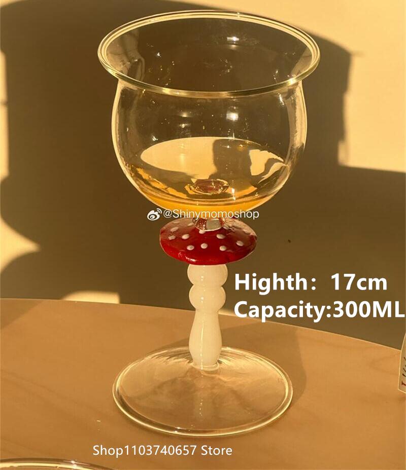 Cute Glass Mushroom Goblet Glasses Champane Glasses High borosilicate Glass Christmas Gift New Year Mushroom Cocktail Glasses 301-400ml