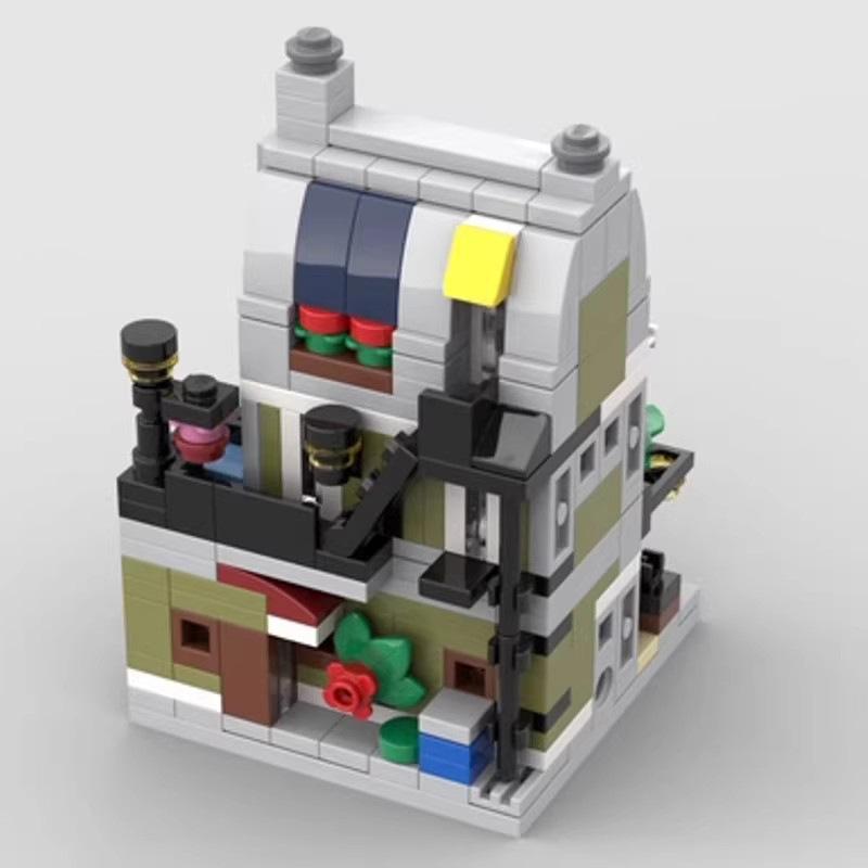 MOC Compatible Building Blocks Mini City Street Scene Paris Restaurant Educational Assembly Building Model Toys
