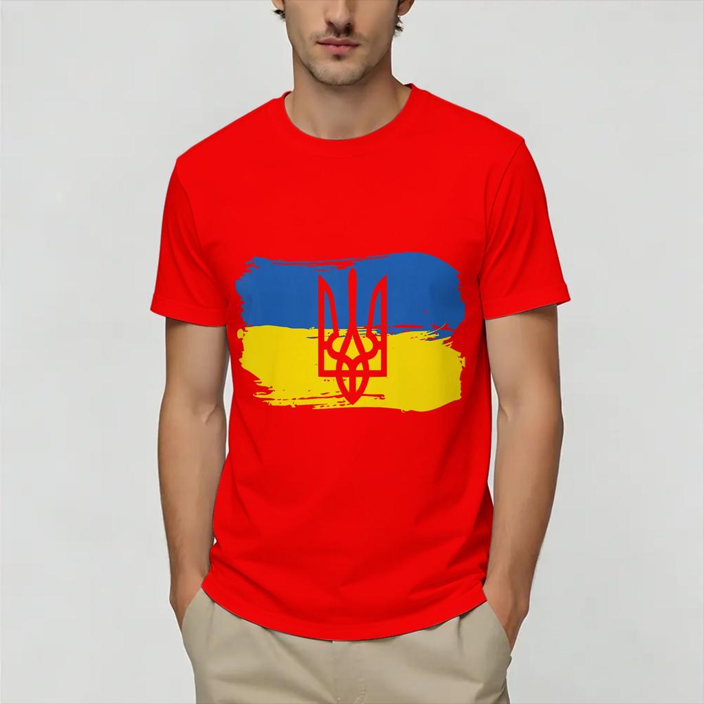 Ukraine Ukrainian Flag T Shirt for Unisex Cotton Funny TShirt O Neck Tees Short Sleeve Clothes Big Size