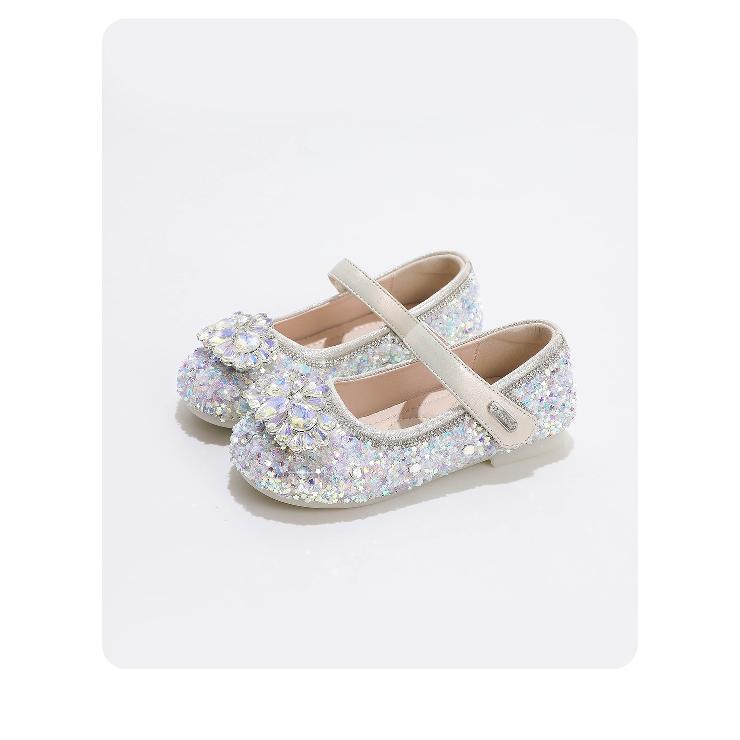 Girls' Crystal Princess Shoes Spring and Autumn New Children's Shoes Single Shoes Soft Sole Baby Girl Performance Little Leather Shoes