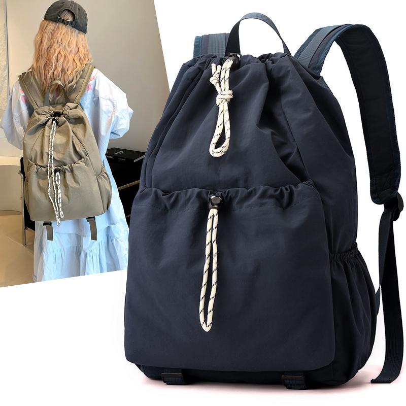 Schoolbag1011 New Japanese and Korean drawstring student schoolbag backpack women's Oxford cloth large-capacity outdoor travel backpack