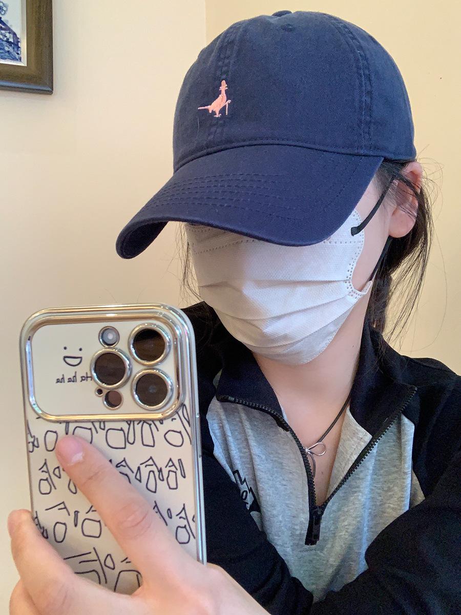 

Бейсболка Ретро Мягкая Вышивка Дизайн Солнцезащитная Шляпа для Взрослых Защита от УФ-лучей темно-синий