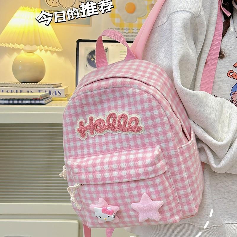 Soft Cute Little Girl Backpack Fashion Plaid Foreign Style Letter Baby Schoolbag Children'S Backpack