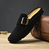 Fashion None Slip Men's Muller Shoes Suede Leather Half Shoes New Handmade Loafer Business Wedding Slippers Formal Casual Male Half Drag