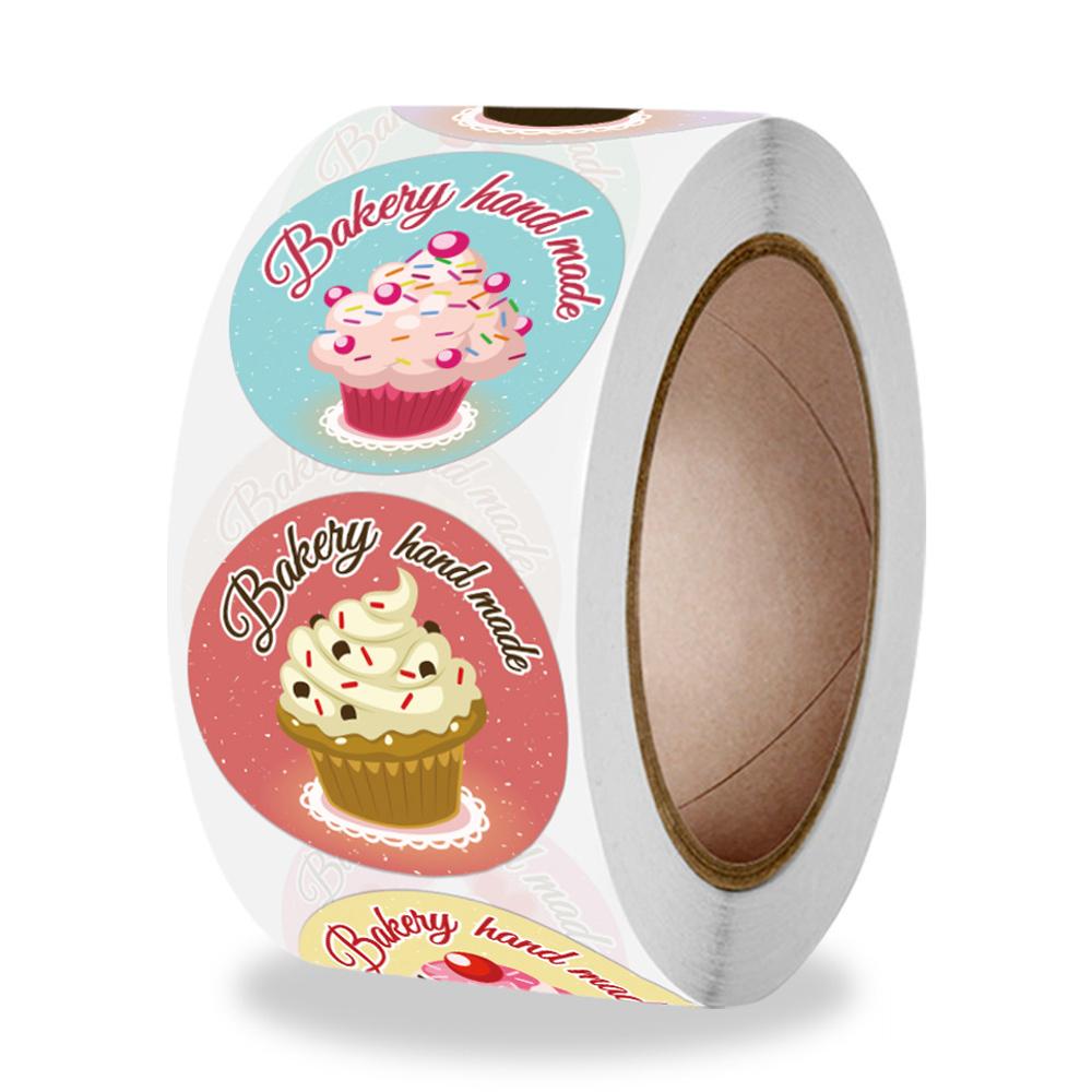 100-500 Stück Aufkleber Stilvolle Donut-Aufkleber 8 Designs Lecker aussehende Handgemachte weiße Etiketten-Aufkleber für Kuchen Brot Backen