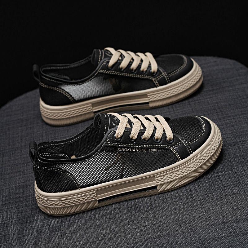 Canvas Shoes Women's Thick-Soled Biscuit Shape Shoes Spring and Summer New Versatile Heightened Muffin Mesh Breathable White Shoes
