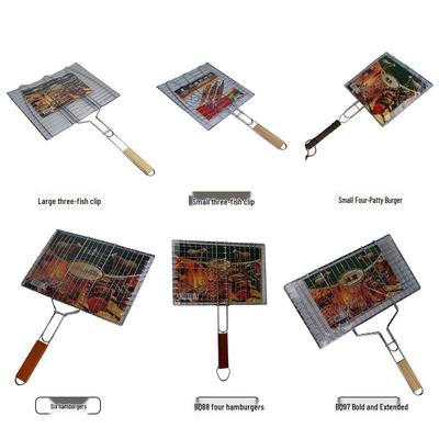 Przenośny Grill BBQ Transgraniczny na Burgery i Ryby z Wieloma Regulowanymi Rozmiarami