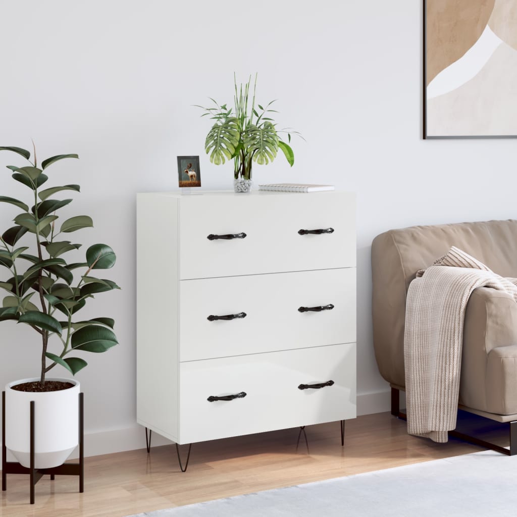 Sideboard High Gloss White 69.5 x 34 x 90 cm Engineered Wood