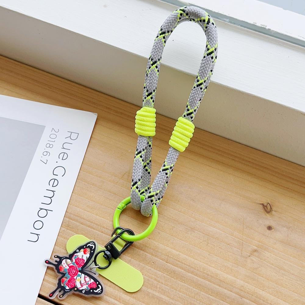 With Butterfly Pendant Cellphone Straps Hanging Cord Mobile Phone Lanyard Short Wrist Strap Charm Anti-lost Chain Women Keychain