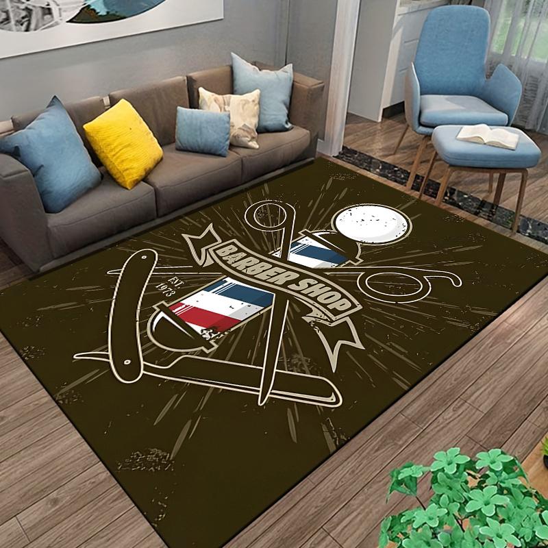 Segnaletica retrò per barbieria Tappeto Area Tappeto Grande per Soggiorno Camera da Letto Cucina Bagno Comodino Gioco Antiscivolo telecamere