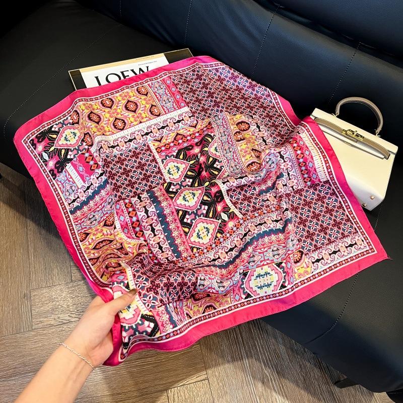 Mother's Day Silk Scarf Muse Festival Gift Simulation Silk Silk Scarf Premium Spring and Summer Square Scarf 71 Silk Decorative Small Scarf