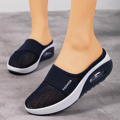 Örgü Kadın Flats Ayakkabı Platformu Spor Ayakkabı Slip-On Ortopedik Düz Ayakkabı Yastık Sandalet Yürüyüş Terlik Kadın Slaytlar
