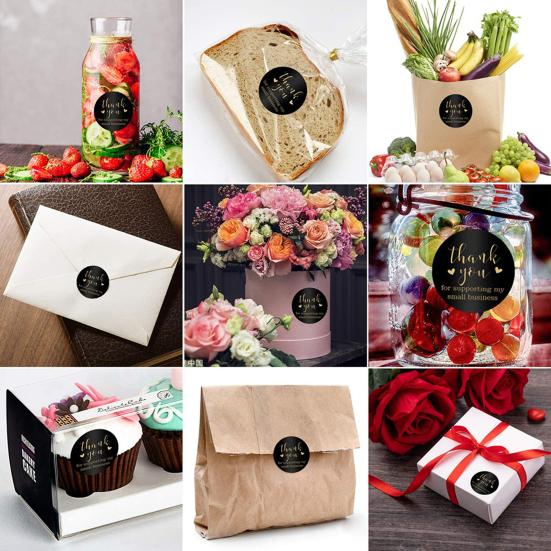 1 Roll Thank You Sticker DIY Letter Printing Residue-free Waterproof Thanks Gift Holiday Tag Sticker for Festival