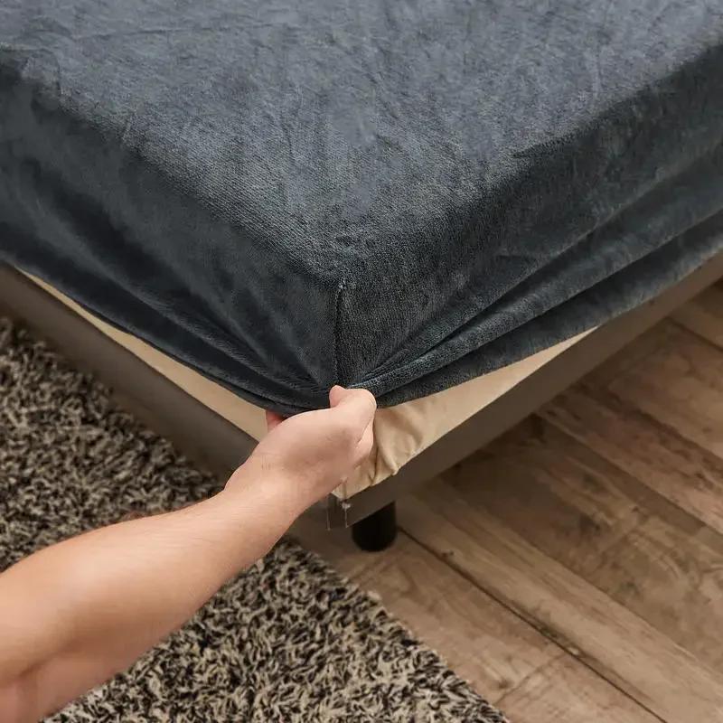 Lenzuolo con Angoli Elasticizzato in Peluche Invernale Lenzuolo Matrimoniale Morbido Caldo Copriletto in Velluto Coprimaterasso Biancheria da Letto Protettore 90 150 160 180