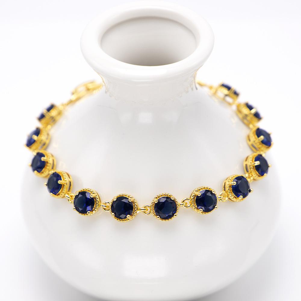 New European and American Round Zircon Bracelet Colored Gemstone Inlay Bracelet Crystal Bracelet for Women Zircon