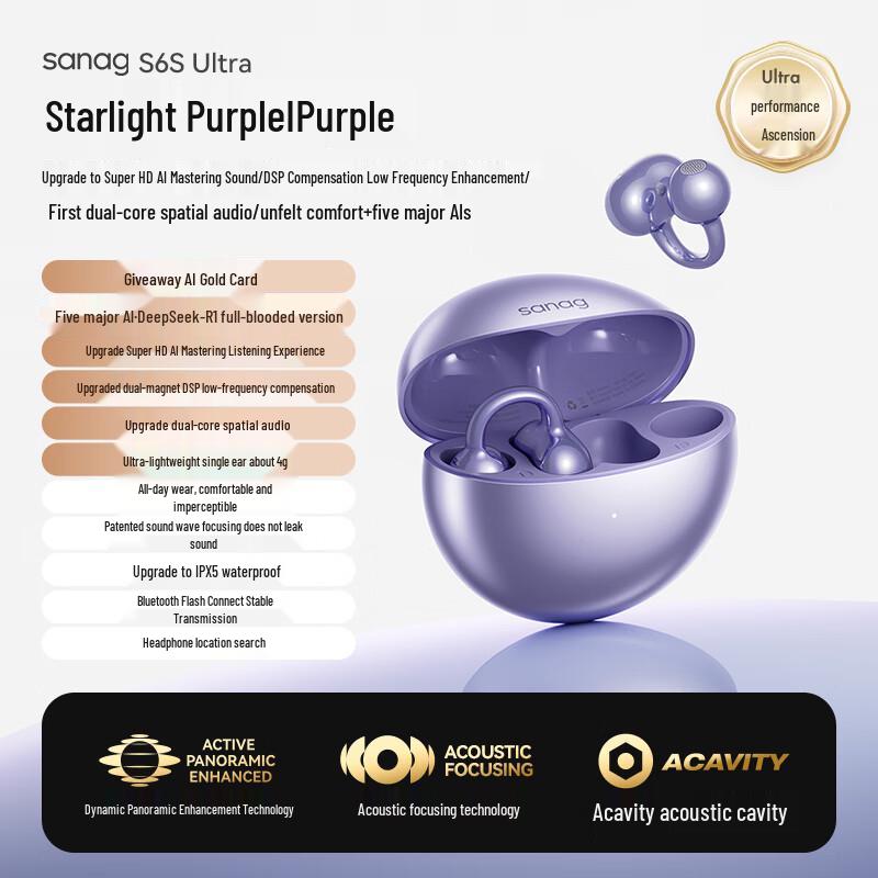 

SANAG S6S Ultra Open-Ear AI Translator Bluetooth Earphones