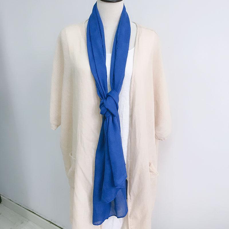 Thin Hollow Solid Color Soft Cotton Scarf Korean Version Thin Narrow Extended Small Silk Scarf Summer Neck Protection