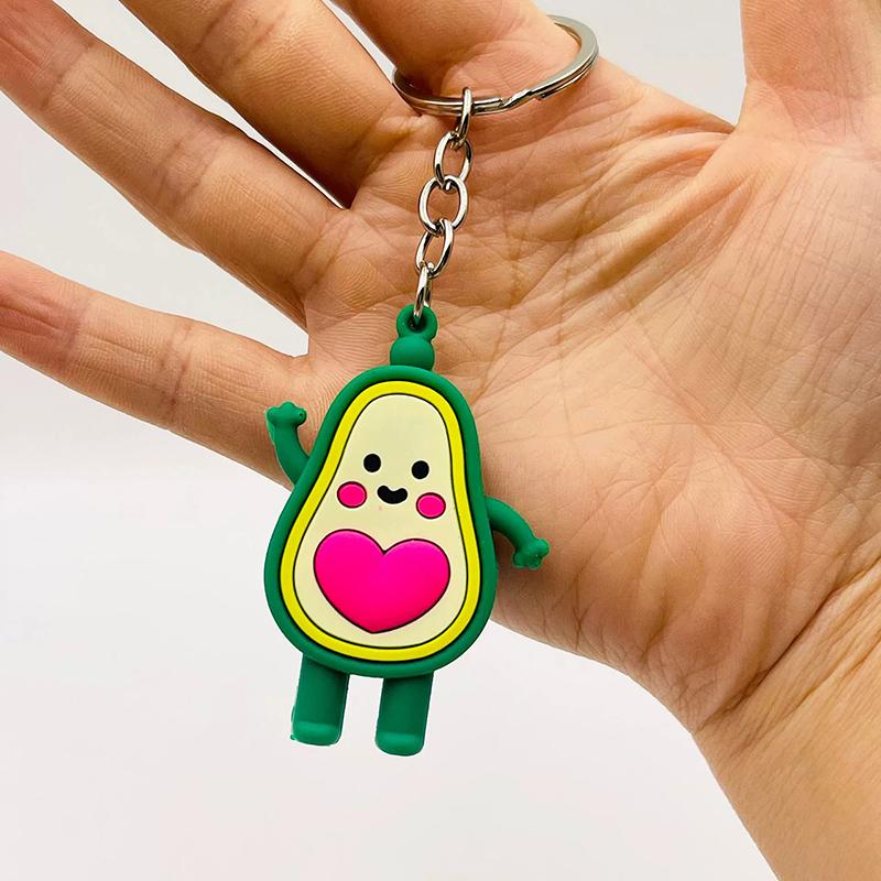 Creative Cartoon Avocado Keychain Bag Pendant Cute Love Emotions Student Gift Car Key Matching Decorations Bedrooms Desktops