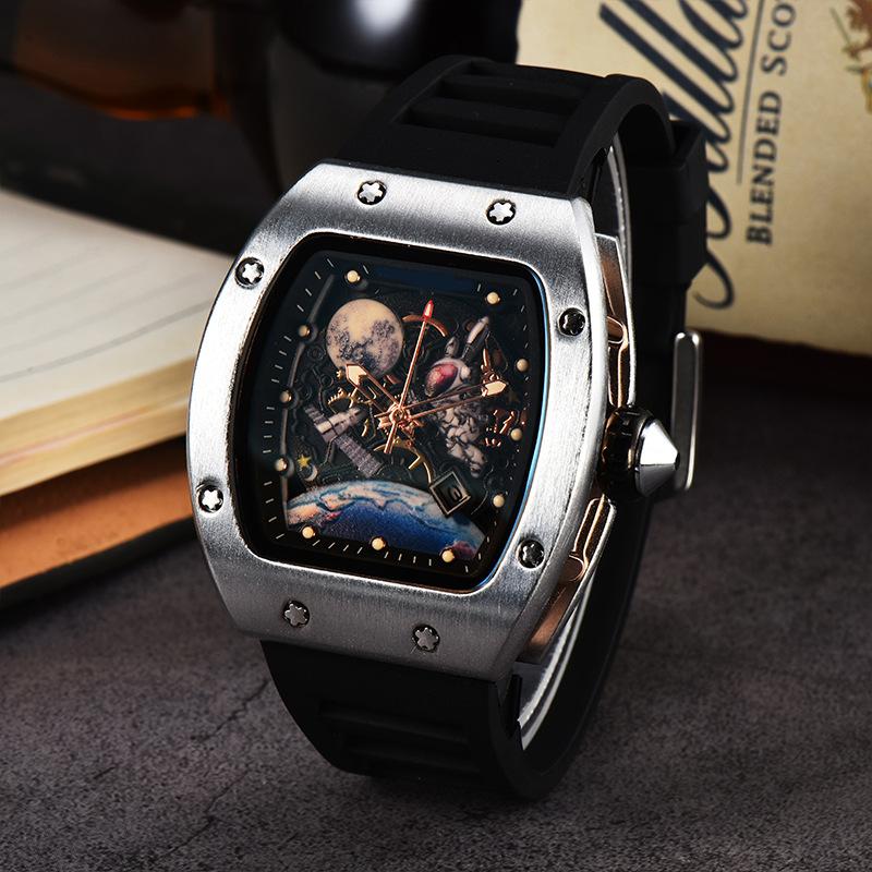 2025 New Barrel-shaped Space Astronaut Luminous Hollow Tourbillon Fashion Men's Quartz Watch