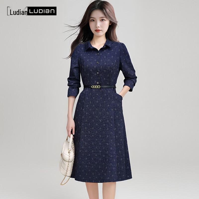 LUDIan Women s Printed A-Line Long Sleeve Dress 185/104A