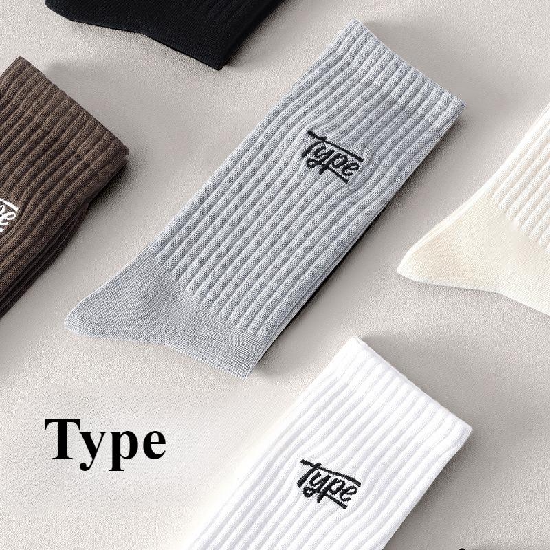 Women's Letter Style Socks Trendy Autumn and Winter Spring Mid-tube Socks Maillard Color Socks